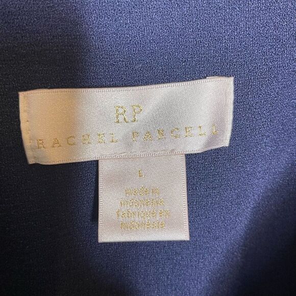 RACHEL PARCELL Navy Peacoat Navy Blue Collared Front Button Short Sleeves Large - Picture 6 of 6